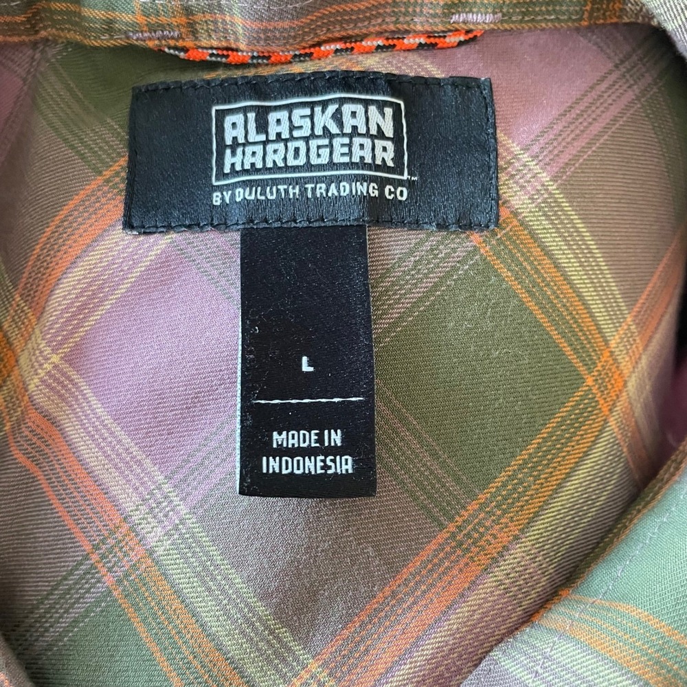 Alaskan Hardgear Button Up Shirt Men Large Purple Plaid Wool Blend Rugged Hiking - Picture 6 of 11